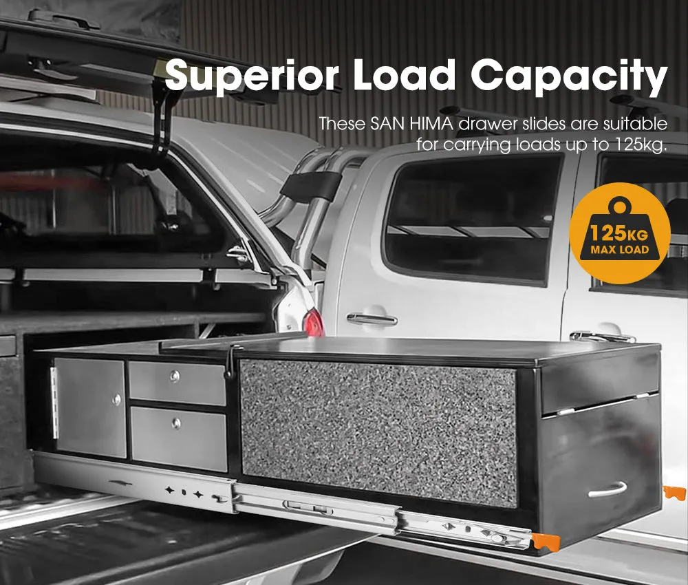 125kg Locking Drawer Slides / Runners 750mm 4wd Trailer Fridge Draw