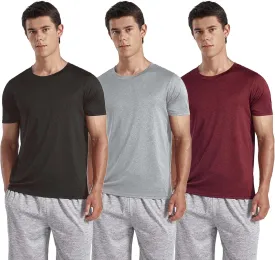 3-Pack Men's Performance Short Sleeve Crew Neck T-Shirts - Quick-Dry Athletic Running and Workout Tops