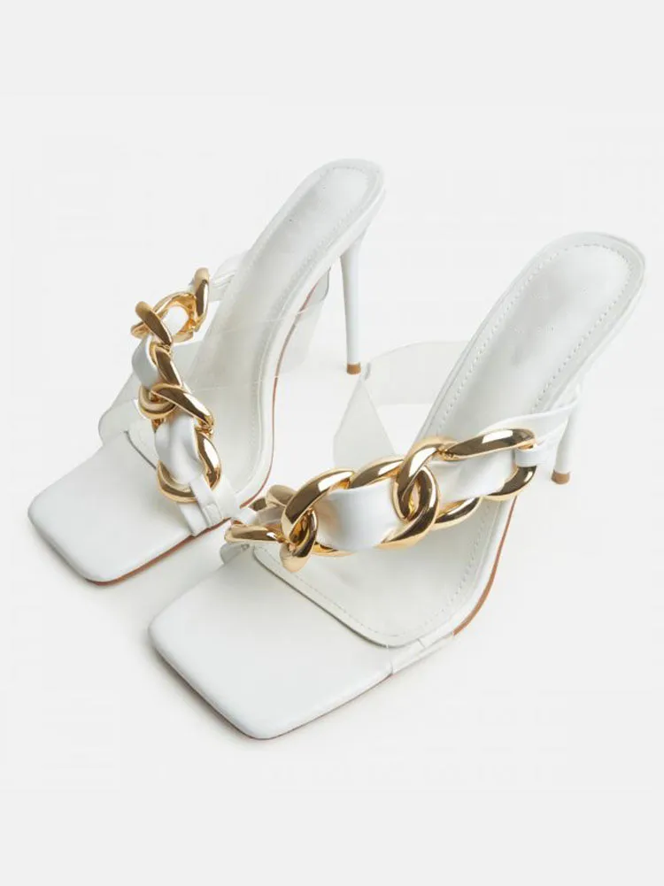 Amozae-Asymmetrical Chain Heeled Sandals