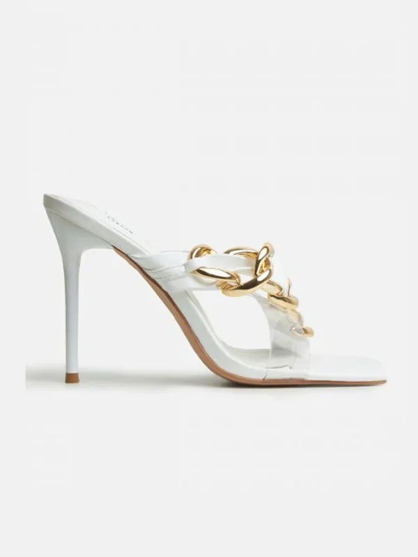 Amozae-Asymmetrical Chain Heeled Sandals