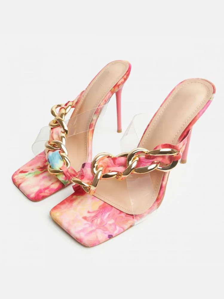 Amozae-Asymmetrical Chain Heeled Sandals
