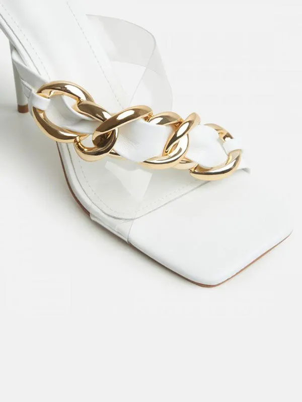 Amozae-Asymmetrical Chain Heeled Sandals