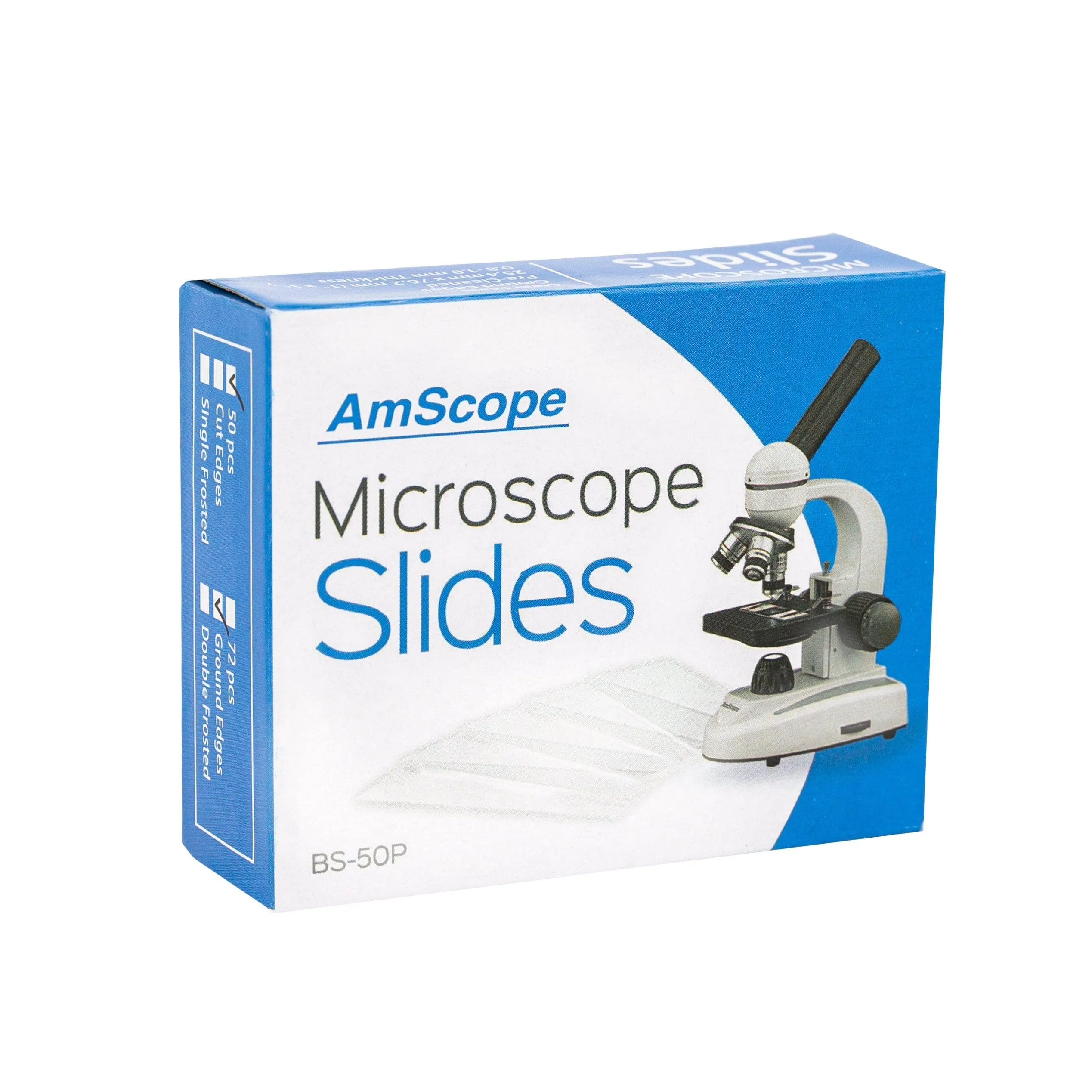 AmScope 4 Pack 50 Pre-Cleaned Blank Microscope Slides and 100 22x22mm Square Cover Glass