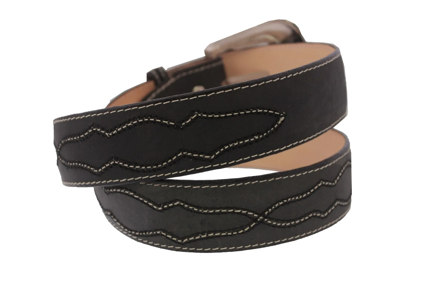 Black #480 Western Cowboy Belt Leather - Removable Buckle
