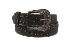 Black #480 Western Cowboy Belt Leather - Removable Buckle