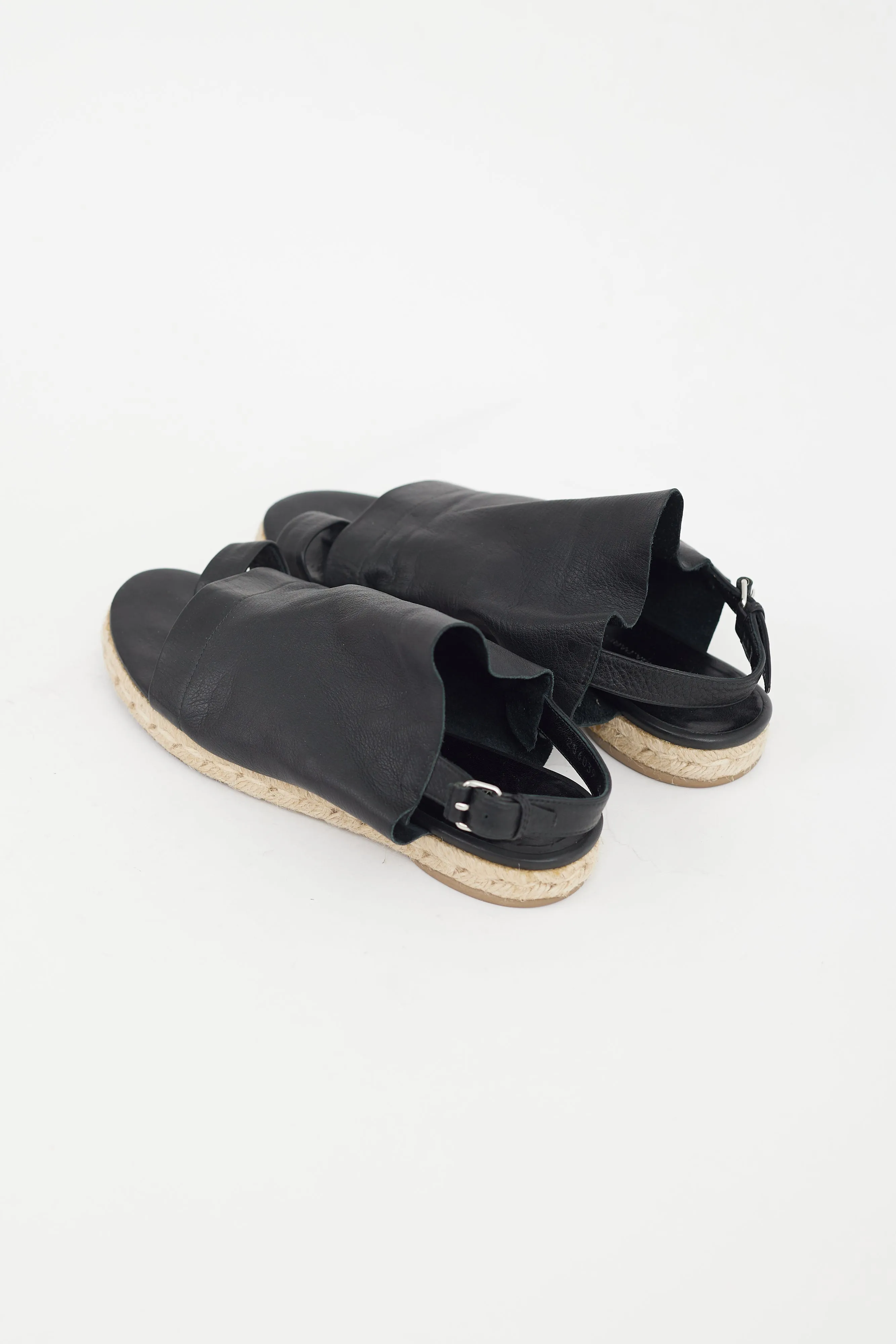 Black Leather Espadrille Sandal