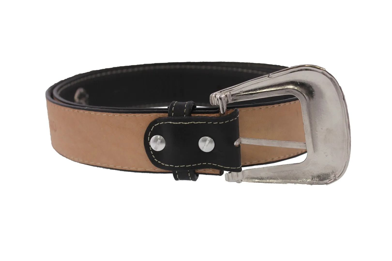 Black Ranger Star Western Cowboy Belt Leather - Removable Buckle