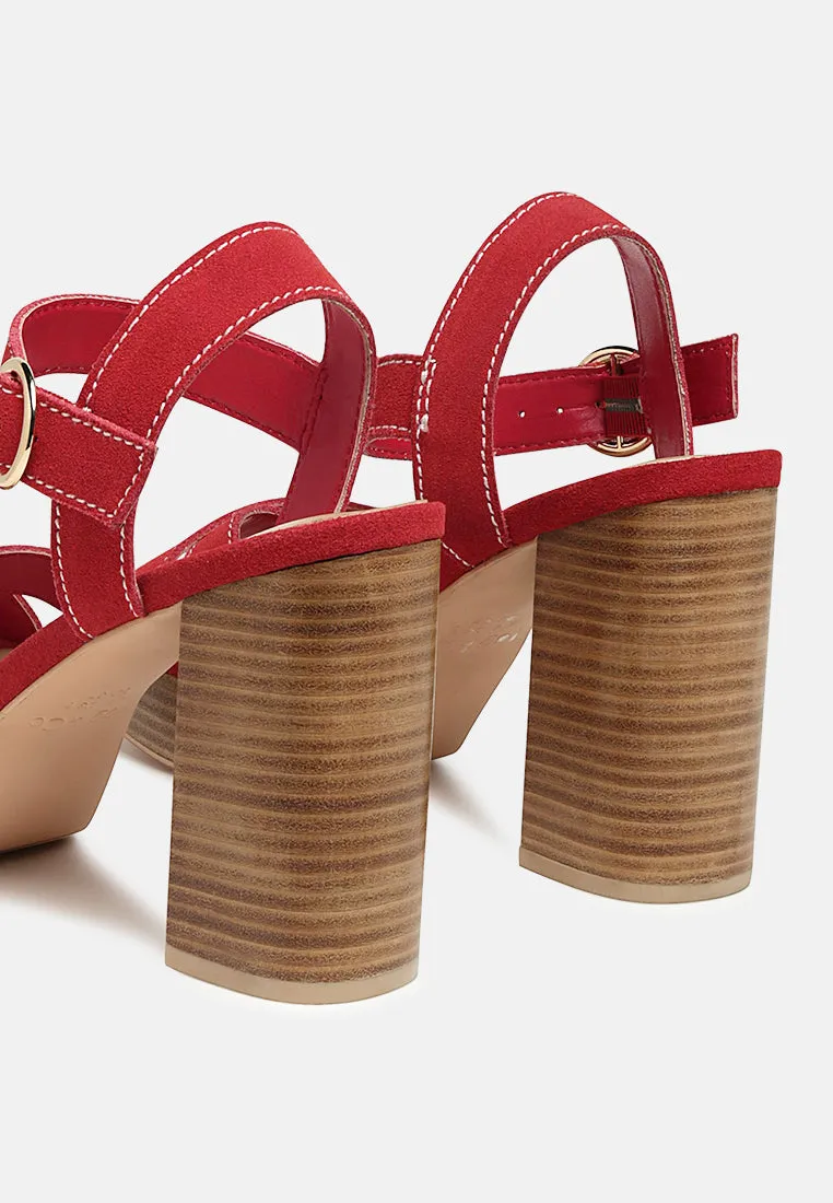 Choupette Suede Leather Block Heeled Sandal