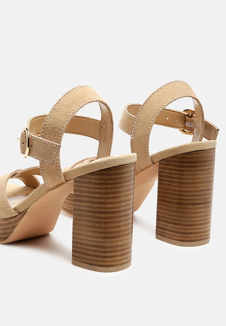 Choupette Suede Leather Block Heeled Sandal