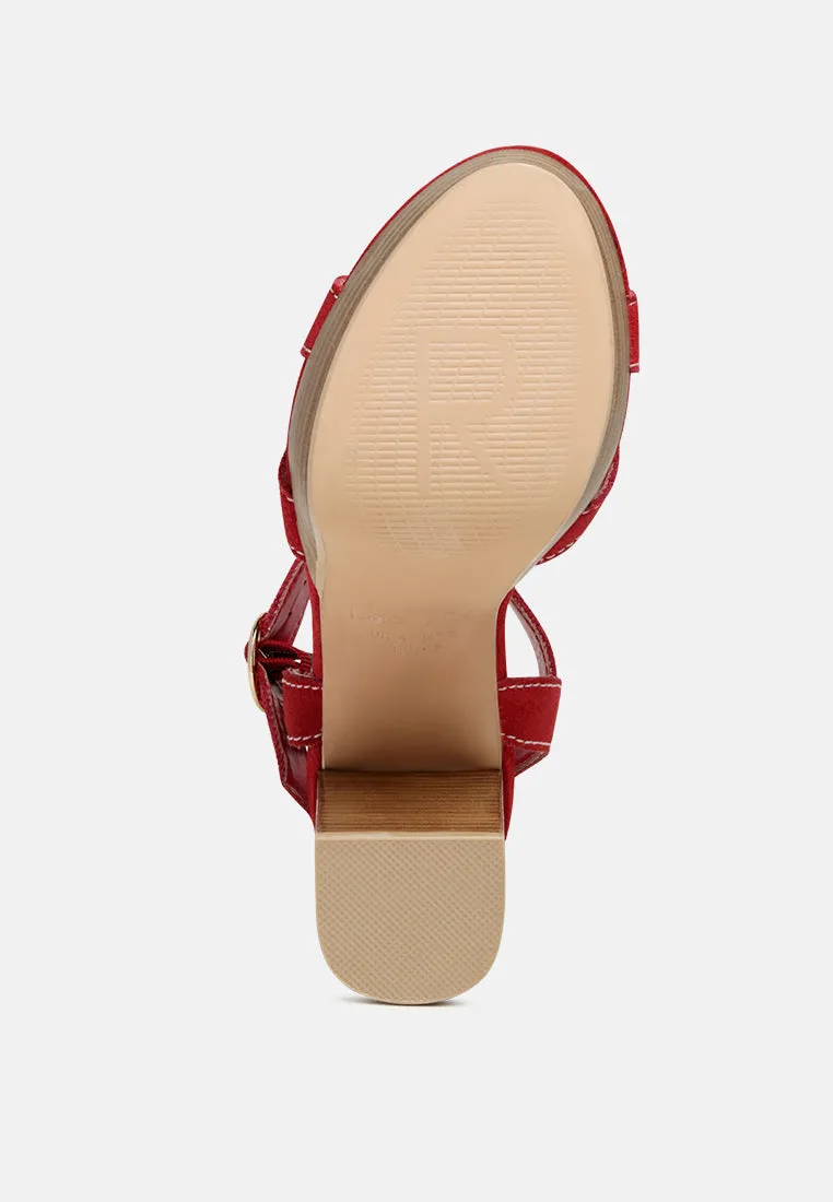 Choupette Suede Leather Block Heeled Sandal