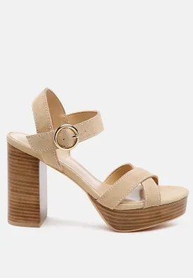 Choupette Suede Leather Block Heeled Sandal