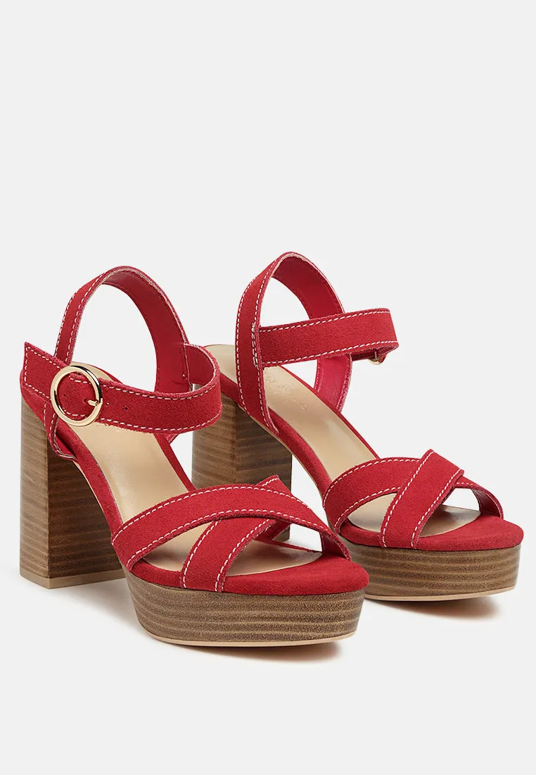 Choupette Suede Leather Block Heeled Sandal