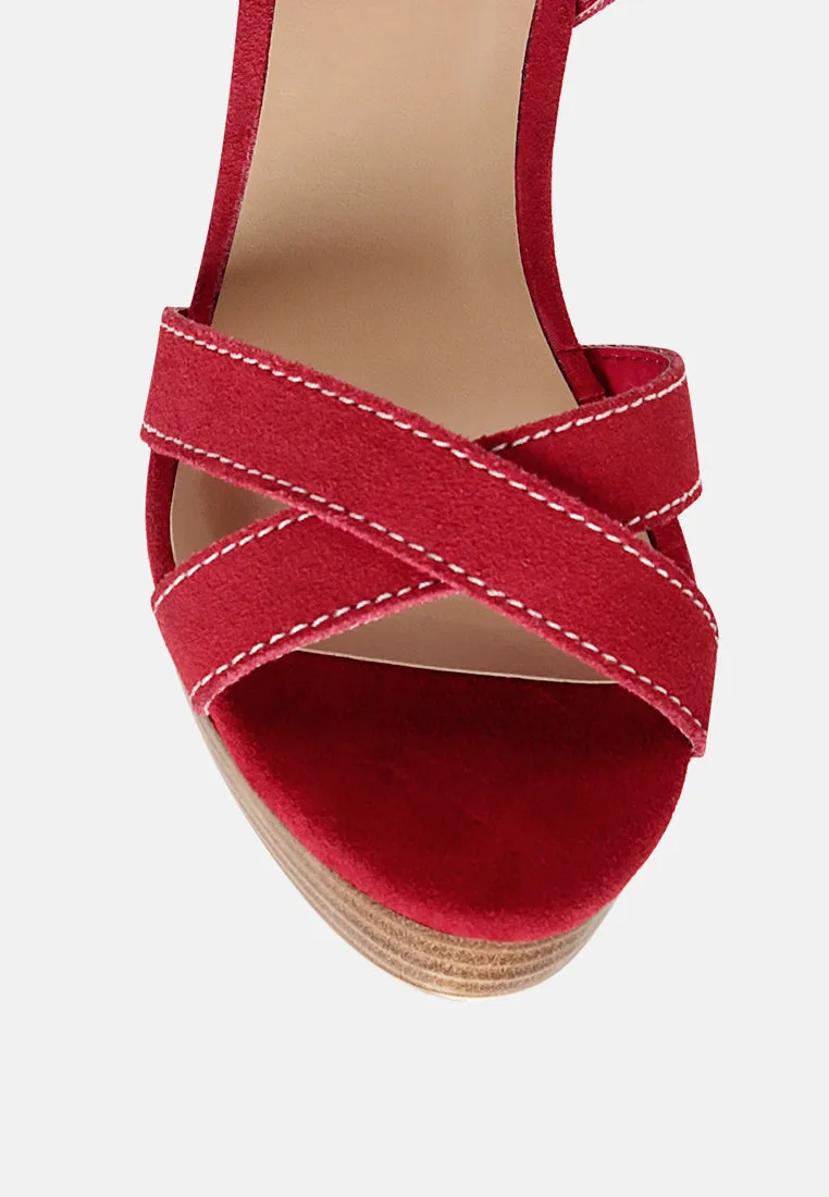 Choupette Suede Leather Block Heeled Sandal