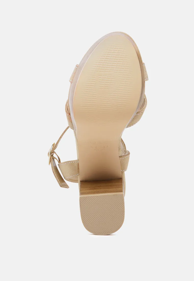 Choupette Suede Leather Block Heeled Sandal
