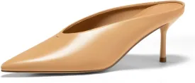 Coutgo Womens High Heels Mules Closed Pointed Toe Slide Sandals Slip On Summer Dress Shoes
