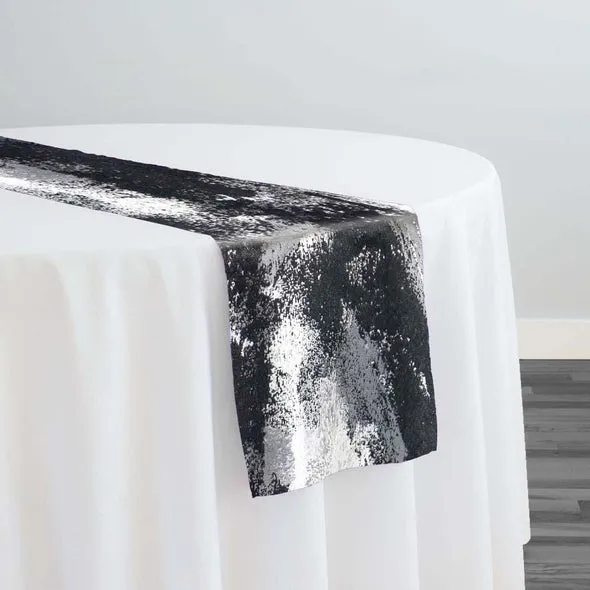 Element Jacquard Table Runner in Black and Silver