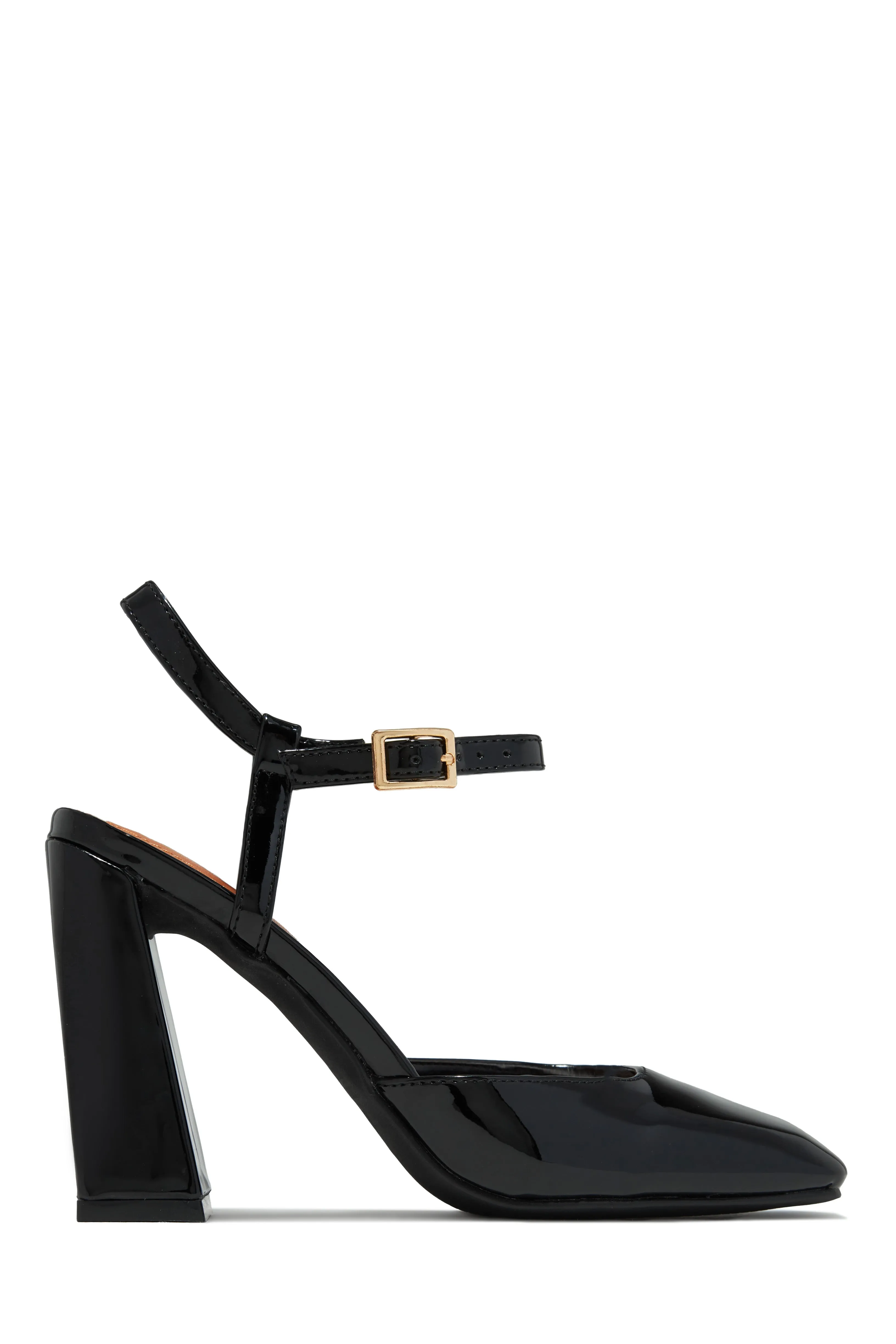 Elle Square Toe Block Heels - Black