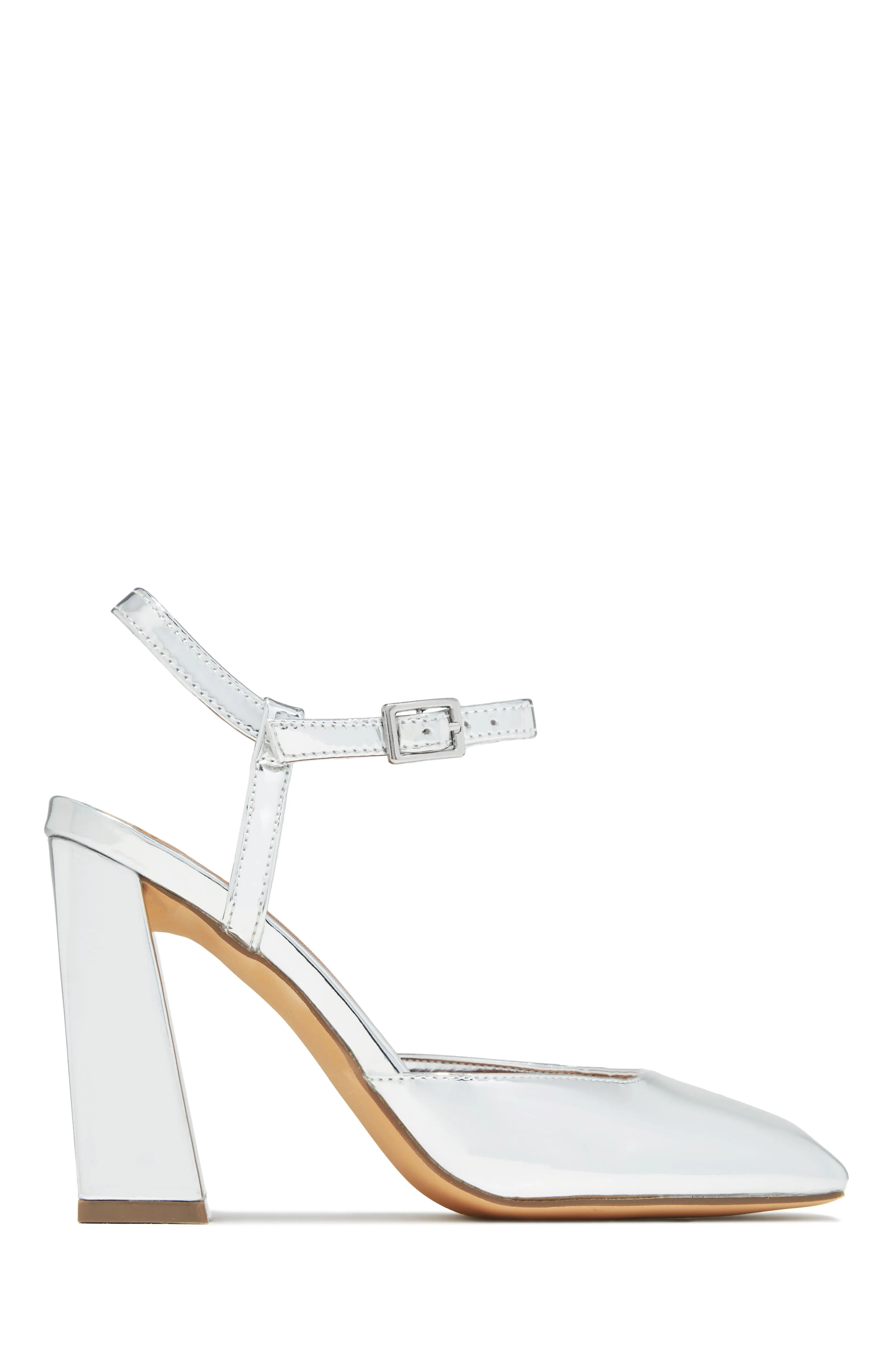 Elle Square Toe Block Heels - Black
