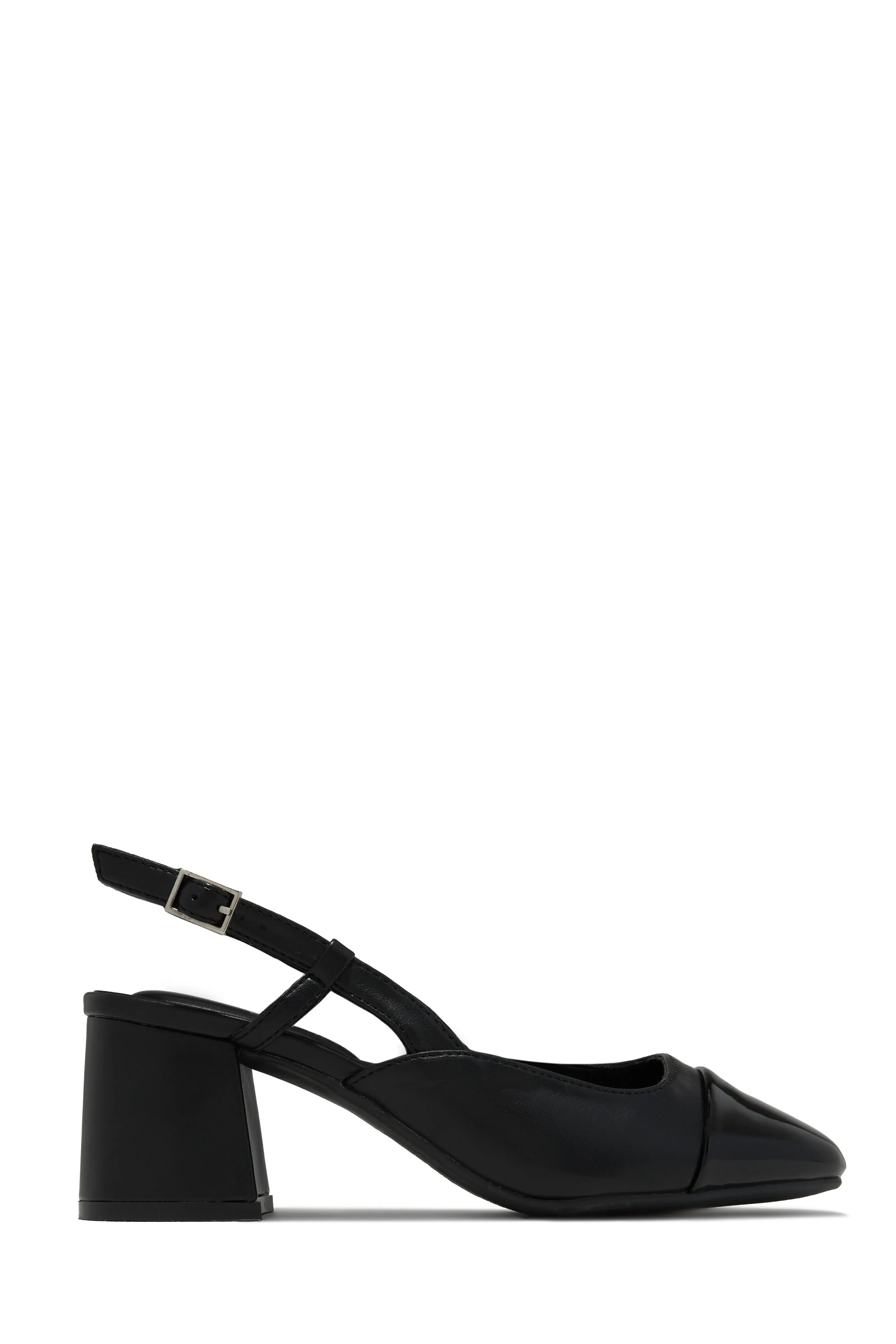 Irene Slingback Block Mid Heels - Black