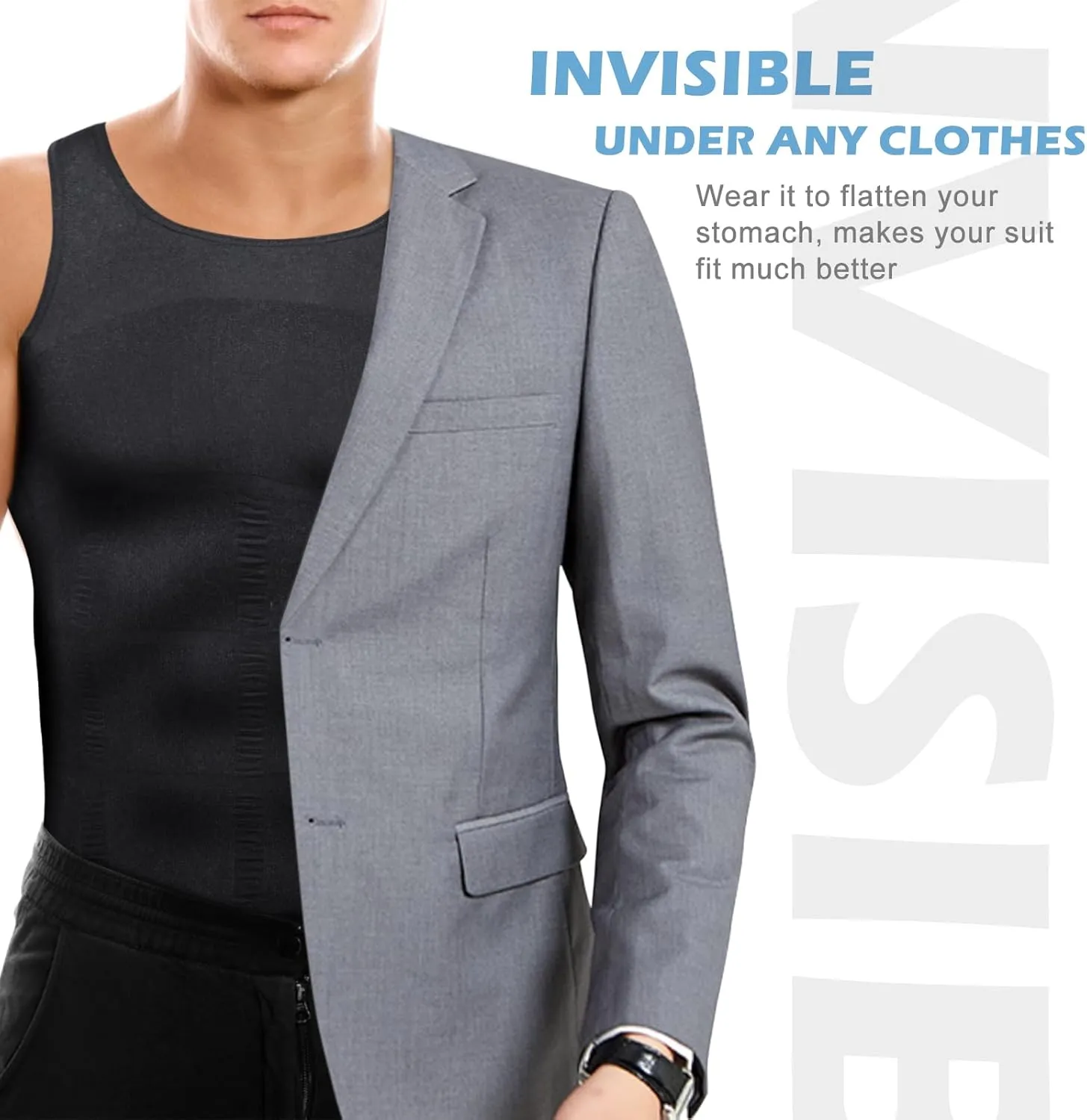 Mens Slimming Body Shaper Vest, Gynecomastia Compression Shirts, Tummy Control Undershirts
