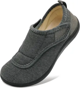 Mens Wide Slippers Comfy Diabetic Orthopedic Shoes Adjustable House Slippers Swollen Feet Walking Shoes