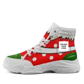 Personalized Santa Sneakers, Custom Christmas Shoes, High Top Santa Tree Shoes, Best gift for Family