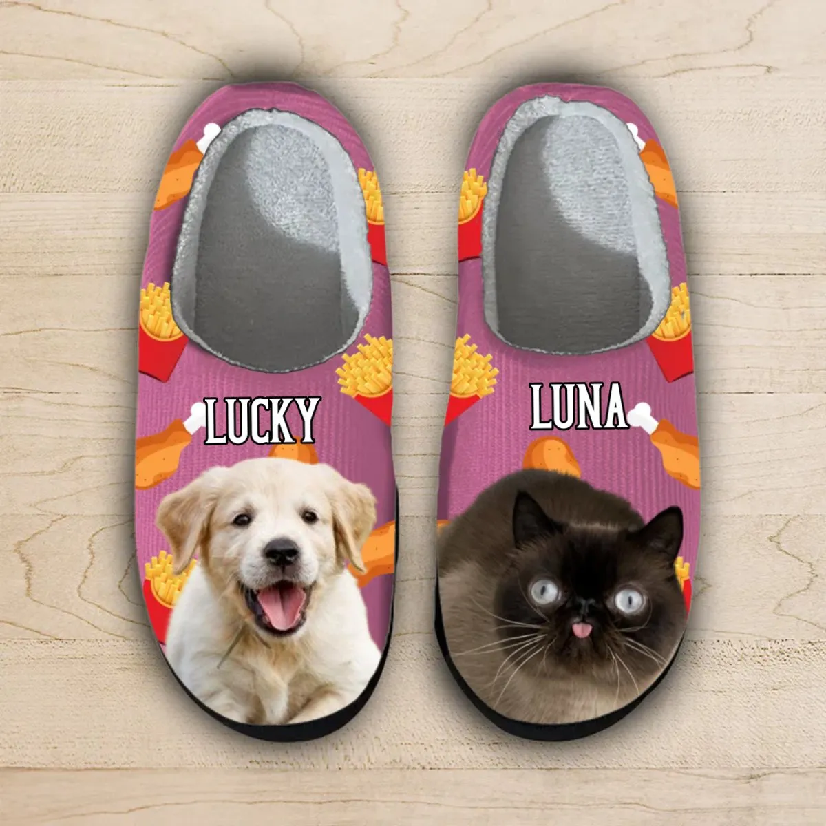 Pet Lovers - Custom Photo Dog Cat Plush - Personalized Slippers