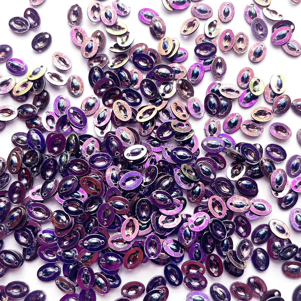 Sequins - Oval - Flat - 4mm x 5mm - Purple with Blue and Copper Lights (S247)