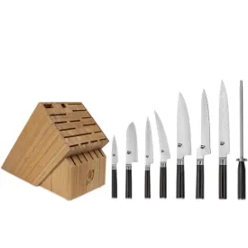 Shun Classic 9 Pc Chef's Choice Block Set w/ 22-Slot Bamboo Block