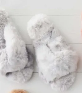 Watercolour Faux Fur Slide Slipper