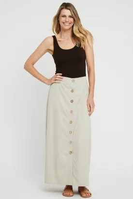 Woven Button Skirt - Bone