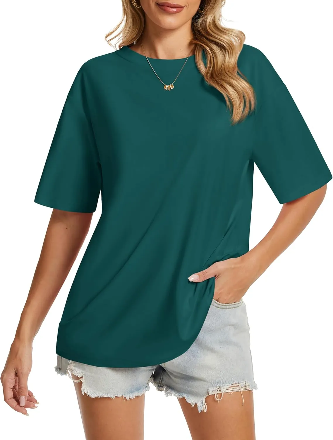 YUCOLEN Oversized T Shirts for Women Loose Fit Short Sleeve Crewneck Plus Size Tops UPF 50  Casual Workout Summer Tees